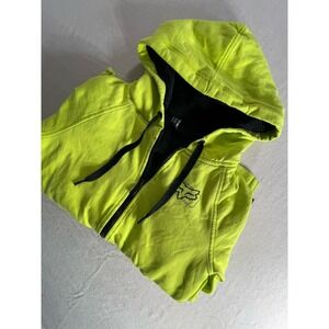 Fox Racing Zip Up Hoodie Lime Green Serpa Fleece Lining SZ XS Style # 28220
